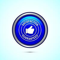 Satisfaction guaranteed icon design illustration, 100 percent satisfaction badge label sign, Blue color round button design vector