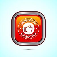 Satisfaction guaranteed icon design illustration, 100 percent satisfaction badge label sign, Orange color square button design vector
