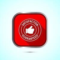Satisfaction guaranteed icon design illustration, 100 percent satisfaction badge label sign, Red color shadow button design vector
