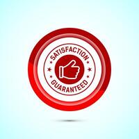 Satisfaction guaranteed icon design illustration, 100 percent satisfaction badge label sign, Red color button design vector