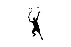 Silhouette drawing of a tennis player preparing for a serve vector