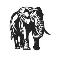 Black Elephant Walking With Raised Trunk vector