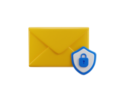 Secure Email icon concept of email security with envelope shield and lock icon illustration png