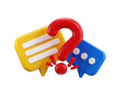 Speech bubble with question mark icon 3d render concept of faq icon on 3d question and answer icon illustration png