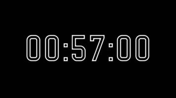 1 minute countdown timer with white digital timer suitable for time management concepts, deadlines, scheduling, presentations, technology, productivity video