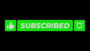 Animation of Green Subscribe Like and Notification Buttons video
