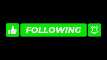 Animation of Green Follow Like and Notification Buttons video
