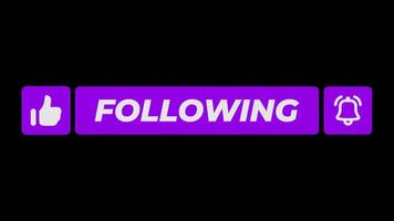 Animation of Purple Follow Like and Notification Buttons video