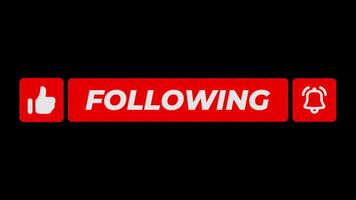 Animation of Red Follow Like and Notification Buttons video