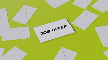 Animation of Yellow Floor Covered with Grouped Cards Featuring a Job Offer Card in the Center video