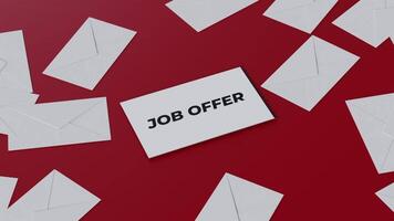 Animation of Red Floor Covered with Grouped Cards Featuring a Job Offer Card in the Center video