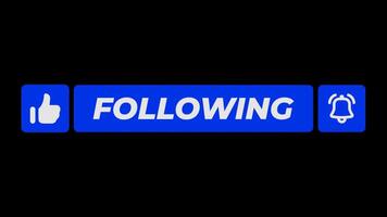 Animation of Blue Follow Like and Notification Buttons video