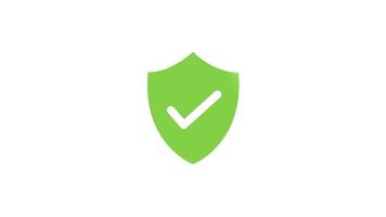 Animated Shield with check mark icon. Security, protection, approve, checkmark, tick, accept on white and black background video