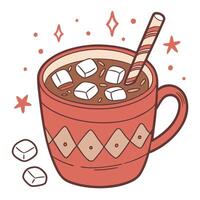 Cute Cocoa With Marshmallows Illustration vector