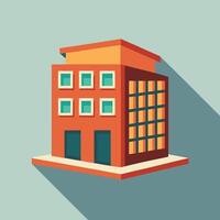 Isometric Building Illustration With Long Shadow vector