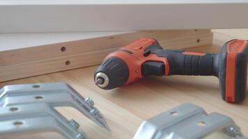 Handheld tool on work surface ready for home improvement project video