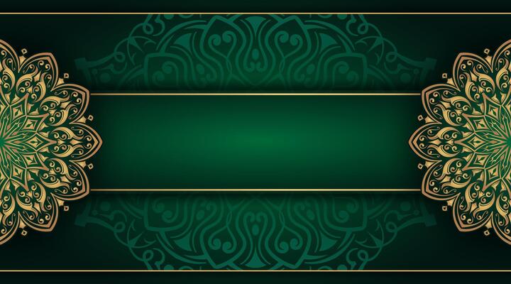 Luxury light green background with golden mandala ornament