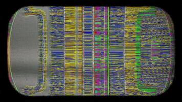 A dynamic animated background featuring sleek, flowing stripes with glitch and TV screen noise effects for a futuristic vibe. video