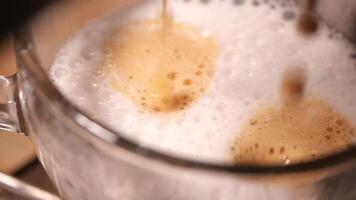 Making frothy coffee beverage at a cafe in the morning video