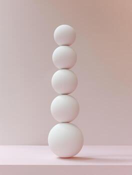 A stack of white balls on a pink background photo