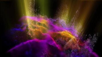 A fantastic, bright, fabulous, sparkling yellow-violet landscape that rotates in front of the virtual camera, creating the effect of presence. video