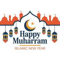 Flat Style Happy Muharram Design. vector