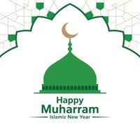 Modern Happy Muharram Design with Mosque Dome. vector