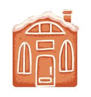 Traditional Christmas gingerbread cookie in shape of house with grainy texture effect vector