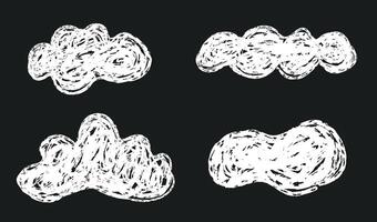 Set of clouds memo stickers with crayon texture vector