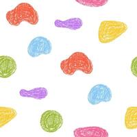 Seamless pattern of organic shape drawn with crayon pencil texture effect vector