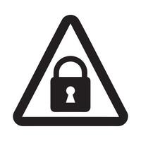Warning Lock Symbol Triangle Icon, Raster lock flat warning sign. Triangle icon uses black Symbol style is a flat lock attention sign on a white background vector