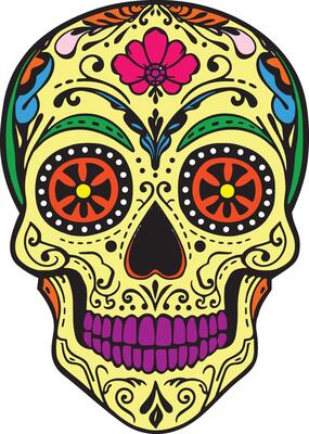 Colorful Sugar Skull Art Illustration, Day of the Dead
