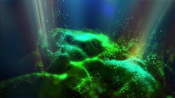 A fantastic, bright, mystical, sparkling silver-green landscape that moves in front of the virtual camera, creating the effect of presence. video