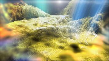 A fantastic, illusory, fairy-tale landscape in yellow tones, around which the camera hovers, creating the effect of presence. video