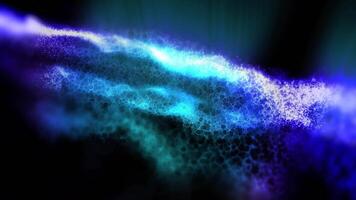 Abstract background of virtual sparkling colorful blue waves, creating a unique creative atmosphere, like music converted into matter energy. video