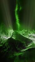 A fantastic, mystical, sparkling bright green landscape moving in front of the virtual camera, creating the effect of presence. video