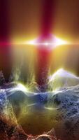 Fantastic, bright, fabulous, sparkling colorful mountain landscape that rotates in front of the virtual camera, creating the effect of presence. video