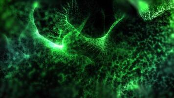 Looping Background of virtual sparkling green waves, creating a unique creative atmosphere, like music transformed into matter energy. video