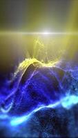 A fantastic, mystical yellow-blue, sparkling colorful landscape moves in front of the virtual camera, creating the effect of presence. video