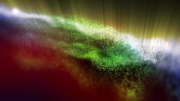 Abstract background of virtual sparkling colorful green waves, creating a unique creative atmosphere, like music transformed into matter energy. video