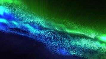 A fantastic background of virtual waves in blue-green tones, creating a unique creative atmosphere, like music transformed into matter energy. video