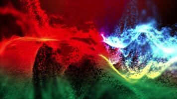 A fantastic, bright, mystical, sparkling red and blue landscape that moves in front of the virtual camera, creating the effect of presence. video