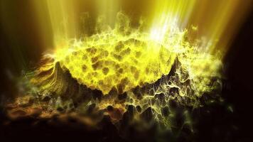 A fantastic, mystical golden, sparkling colorful landscape spins in front of the virtual camera, creating the effect of presence. video