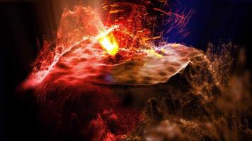 A fantastic, bright, mystical, sparkling red-brown landscape that rotates in front of the virtual camera, creating the effect of presence. video