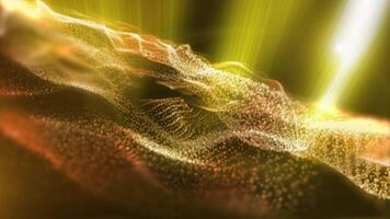 An abstract background of virtual sparkling orange waves that creates a unique creative atmosphere, like music transformed into matter energy. video