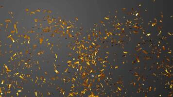 3d render animation of explosion confetti with gold color on a grey background video