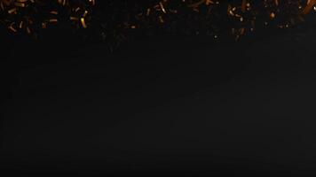 3d rendering animation of explosion confetti with gold color on a dark background video