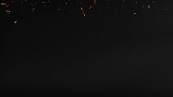 3d rendering animation of falling confetti with gold color on a dark background video
