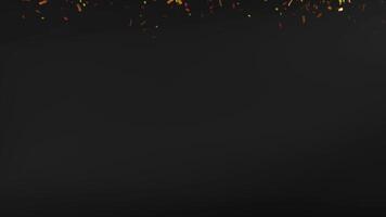 3d render animation of explosion confetti with gold, green, and red color on a dark background video