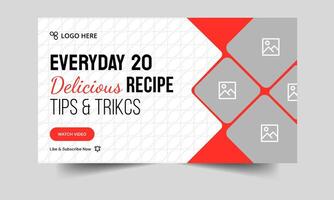 Best food recipe daily tips and tricks cover banner design, delicious food recipe tips and tricks cover banner design, editable eps 10 file format vector
